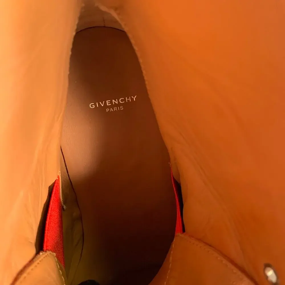 GIVENCHY Size 9 Red Studded Leather Belted Boots